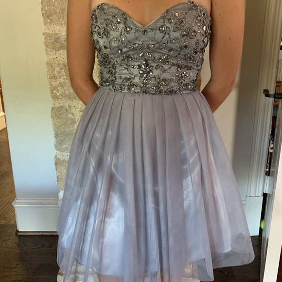 B-Darlin Silver/Grey Homecoming Dress - Picture 2 of 5